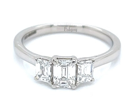 1.80 Carat Emerald Or Radiant Cut Diamond Trilogy Ring F/VS1 - Pobjoy Diamonds