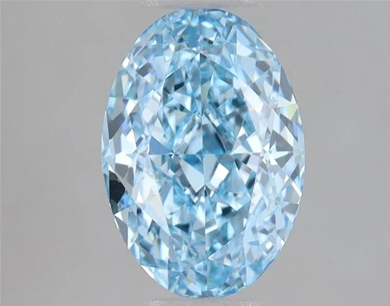 1.50ct Oval Lab Grown Diamond (Colour Fancy Vivid Blue, Clarity VVS2, IGI Certified) - Pobjoy Diamonds