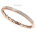 18K Rose Gold Ladies 2.10 Carat Ladies Diamond Bangle - Pobjoy Diamonds