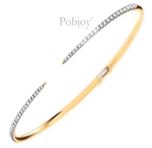 18K Yellow Gold Ladies Contemporary Hinged Diamond Bangle - Pobjoy Diamonds