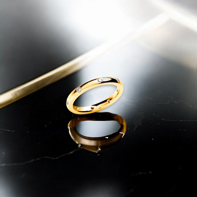 18K Yellow Gold & Diamond 2mm Wedding Band - Pobjoy Diamonds