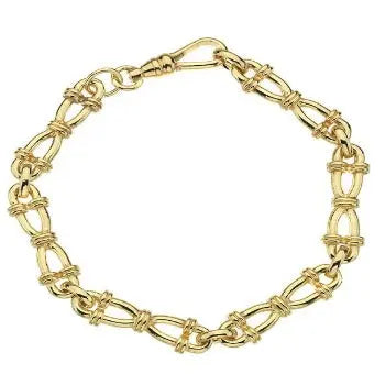 9K Yellow Gold Barbell Ladies Bracelet - Pobjoy Diamonds