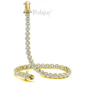 9K Yellow Gold Diamond Tennis Bracelet 5.00 Carats - Pobjoy Diamonds