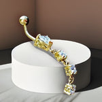 Dangly Heart Drop Diamond Belly Ring GIA