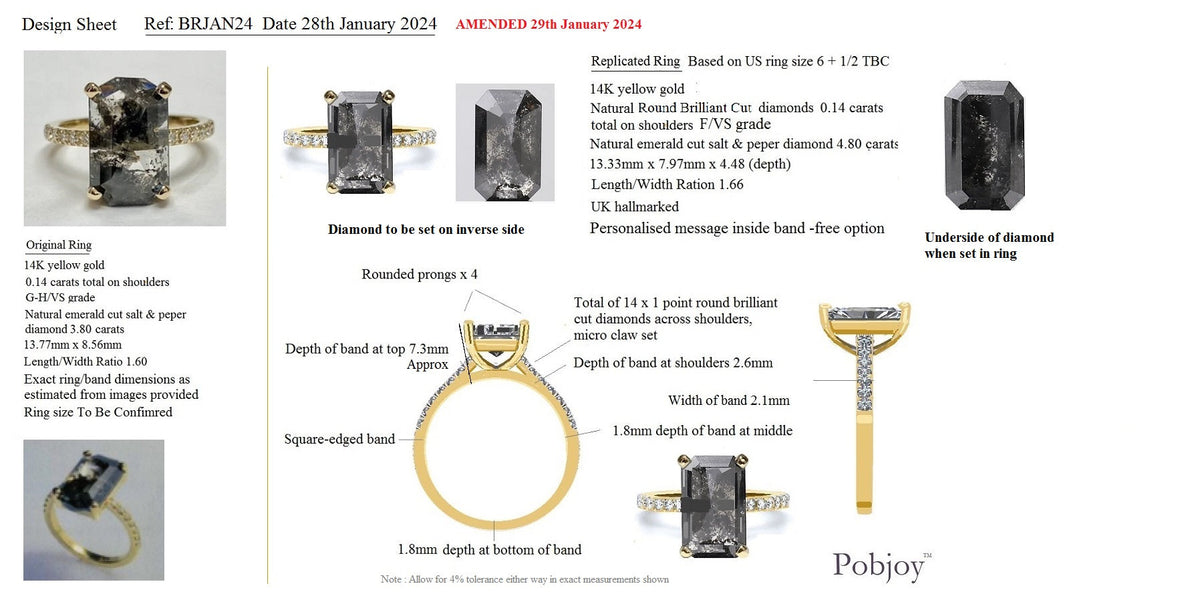 Bespoke Salt & Pepper Diamond Ring BRJAN24 Payment - Pobjoy Diamonds