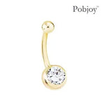 Bezel Setting 18K Gold Belly Bar - Pobjoy Diamonds
