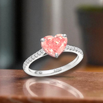 Vivid Pink Heart Cut Lab Grown Diamond 1.54 Carat & 18K Gold Ring - Pobjoy Diamonds