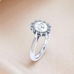 Oval Diamond Halo Sunburst Engagement Ring