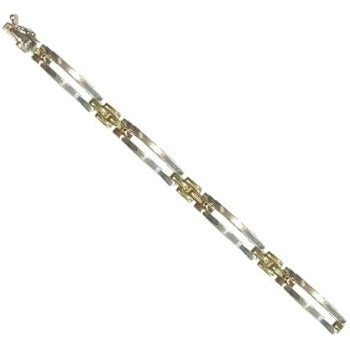 9K Yellow Gold & Silver Rectangle Link Bracelet