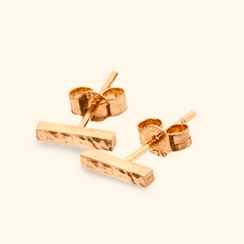 9K Gold Rectangle Bar Earrings