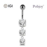 Lab Diamond Three Stone Belly Piercing 1.90 Carats - Options - Pobjoy Diamonds
