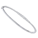 9K White Gold Graduated Diamond Hinged Bangle 0.86 Carat