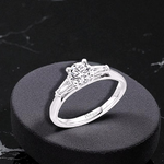 Platinum Solitaire & Baguette Diamond Engagement Ring 1.50 Carats