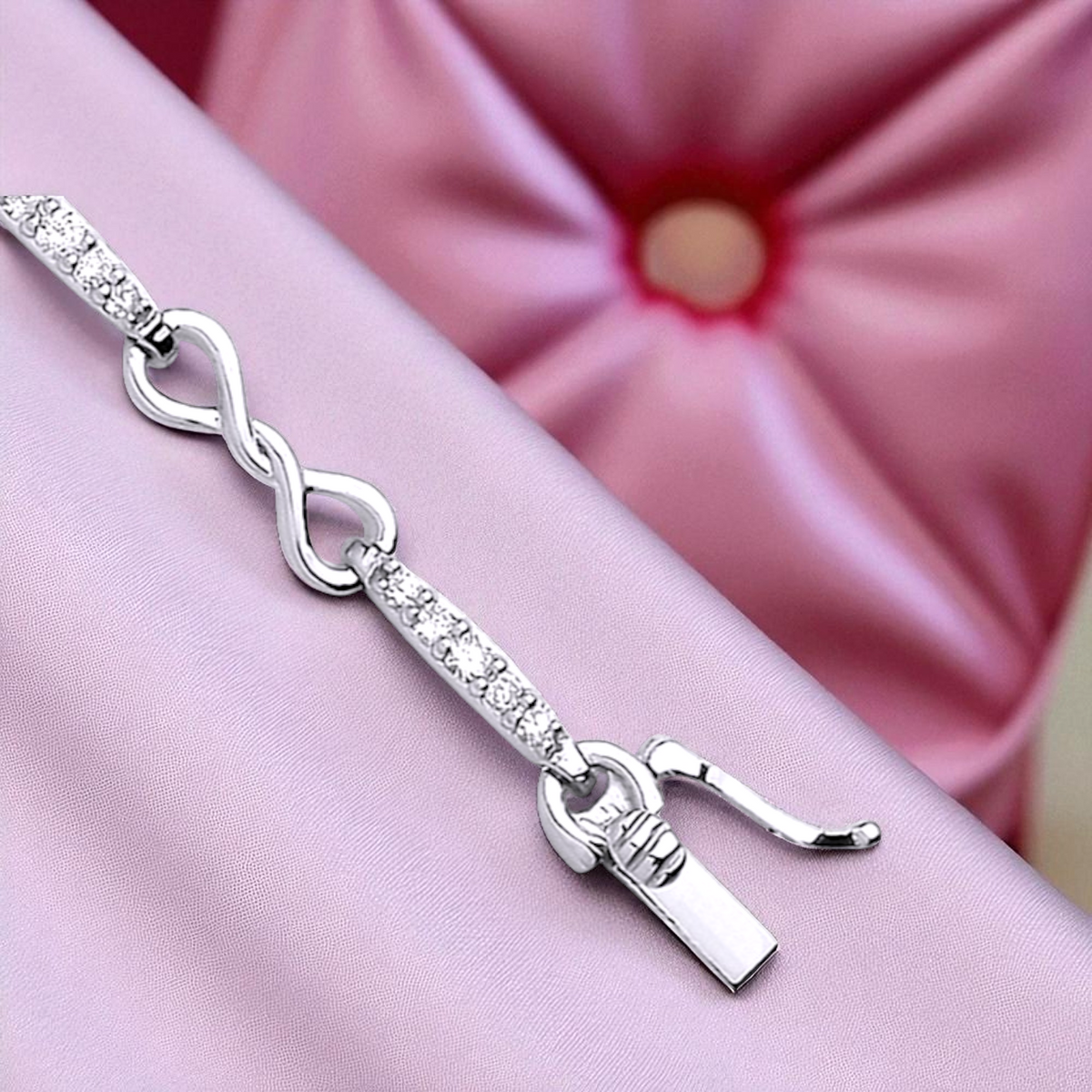 9K Gold Diamond Infinity Tennis Bracelet 0.50 Carat - Pobjoy Diamonds