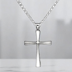 Unisex 925 Silver Sculptured Cross & Belcher Chain