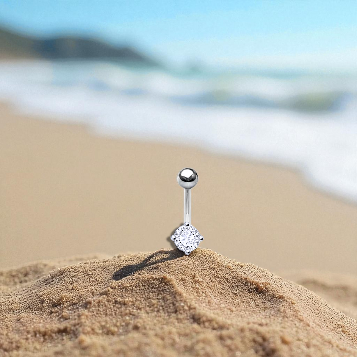 Titanium Lab Diamond Belly Ring - Options - Pobjoy Diamonds