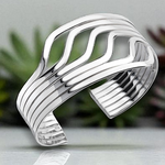 Sterling Silver Geometric Cuff Bangle. Pobjoy Diamonds