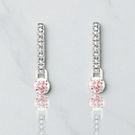 18K Gold & Pink Lab Diamond Hoop Drop Earrings - Options