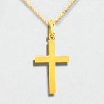 9K Yellow Gold Child's Straight Cross & Chain Medium - Pobjoy Diamonds