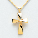 9K Yellow Gold Child's Twisted Cross & Chain Medium - Pobjoy Diamonds