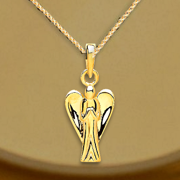 9K Yellow Gold Child's Guardian Angel Pendant & Neck Chain