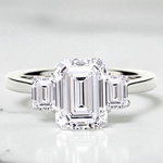 1.80 Carat Emerald Cut Lab Diamond Trilogy Ring - D/VS1