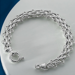 Handmade Ladies Sterling Silver Brick Chain Bracelet