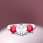 18K Gold Lab Grown Diamond And Ruby Ring - 2.20 Carats