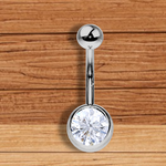 Titanium & Platinum Bezel Set Lab Diamond Belly Ring