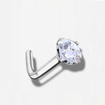 316 Steel & Diamond L-Bend Nose Stud Rhodium Plated