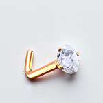 14K Gold & Diamond L-Bend Nose Stud Piercing. Pobjoy Diamonds