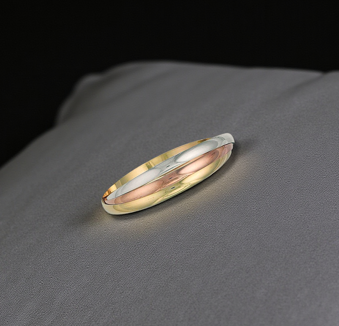 9K Gold Ladies Russian Three Colour Bangle 24g - Pobjoy Diamonds