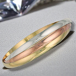 9K Gold Ladies Russian Three Colour Bangle 24g - Pobjoy Diamonds