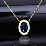 Oval Deep Blue Sapphire & Diamond Necklace 1.86 Carats. Pobjoy Diamonds