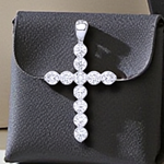 18K White Gold & Diamond Cross Pendant 0.70 Carats