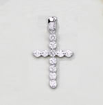 18K White Gold Diamond Cross Pendant 0.30 Carats