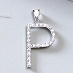 9K White Gold & Diamond Initial Pendant-Letters A to V