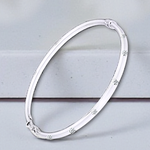 White Gold Studded Diamond Hinged Hollow Bangle - Options