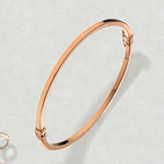 9K Rose Gold Square Edge Ladies Hinged Bangle - Plain or Diamond Studded
