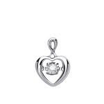 9K White Gold Heart & Floating Diamond Pendant - Pobjoy Diamonds