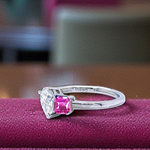 Toi Et Moi Diamond & Deep Pink Sapphire Engagement Ring