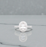 Bespoke Oval Lab Diamond & Halo Ring - 40% Part Payment - Pobjoy Diamonds