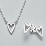 9K Gold Heart Pendant Necklace & Earrings Set