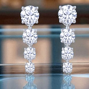 Diamond Dangly Drop Earrings 3.40 Carats GIA Certified