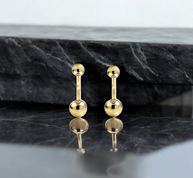 Plain 18K Gold or Platinum Belly Bar - Pobjoy Diamonds