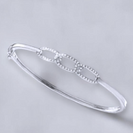 9K White Gold Link & Diamond Hinged Bangle