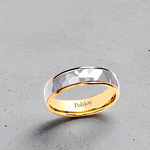 Mens Two Colour 18K Gold Faceted 6mm Wedding Band - Pobjoy Diamonds