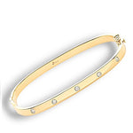 9K Yellow Gold Ladies Studded Diamond Oval Bangle 0.20 Carat - Pobjoy Diamonds