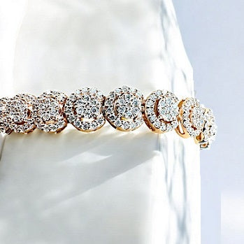 9K Rose Gold Diamond Tennis Bracelet 4.75 Carats - Pobjoy Diamonds