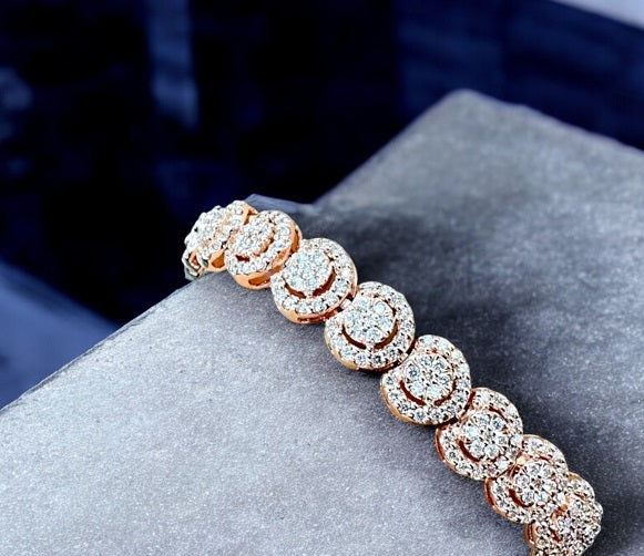 9K Rose Gold Diamond Tennis Bracelet 4.75 Carats - Pobjoy Diamonds